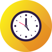 Clock icon in flat design style. Analog time signs illustration. png