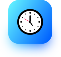 icône d'horloge dans des couleurs dégradées carrées. illustration de signes de temps analogique. png