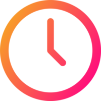 Clock icon in gradient colors. Analog time signs illustration. png