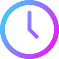 Clock icon in gradient colors. Analog time signs illustration. png