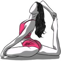 Hand drawn,Woman exercise in yoga png