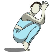 hand- getrokken, vrouw oefening in yoga png
