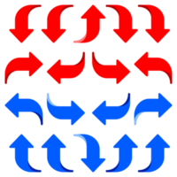 Directional turning Arrow icon set. Up, down, right and left direction png