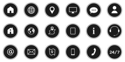 Business Contact us icon set. Flat design button style png