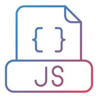 icono de degradado de línea de archivo javascript vector