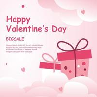 Valentine's day post social media cloud pink sweet love heart shape background banner sale cloud with love symbols heart holiday vector