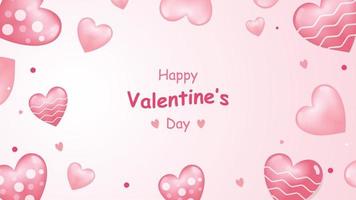 día de san valentín fondo de redes sociales banner de tarjeta de felicitación con amor corazón dulce rosa celebración símbolo hermoso vector