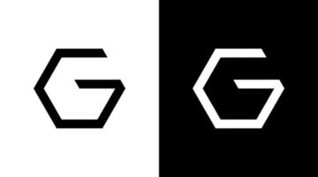 Hexagon vector logo G monogram letter initial black and white icon Designs templates