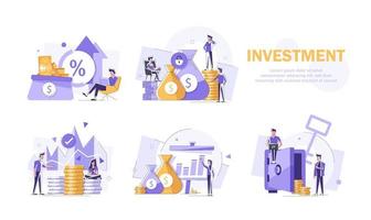 ROI concept, Return on investment, people managing financial chart, profit income, Suitable for web landing page vector