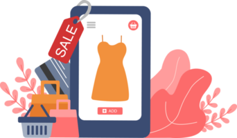 compre en línea con su teléfono inteligente, elementos de compras en línea. png