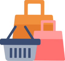 blue baskets and shopping bags, online shopping elements. png