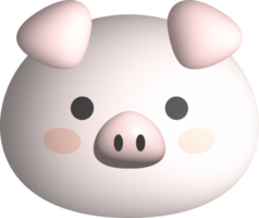 visage de cochon 3d, emojis mignons de visage d'animal, autocollants, émoticônes. png