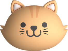 Cat face 3D, animal face cute emojis, stickers, emoticons. png