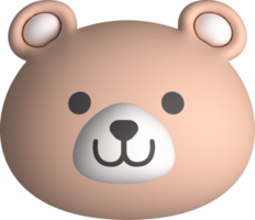 visage d'ours 3d, emojis mignons de visage d'animal, autocollants, émoticônes. png