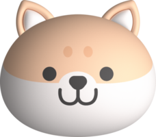 Dog face 3D, animal face cute emojis, stickers, emoticons. png
