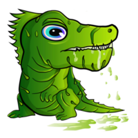 Funny cartoon crocodile character in png