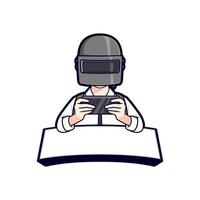 Gamer helmet playing on mobile esport logo vector