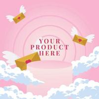 Valentine Day Podium in pink fluid gradient background for product presentation vector