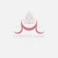 Lotus and crescents logo design. Esoteric logotype vector