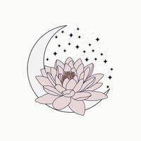 Lotus and crescent isolated object vector