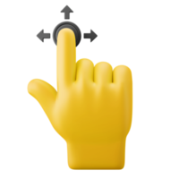 gesto de mão amarela de desenho simples emoji deslize o gesto de arrastar interface do usuário ilustração do ícone 3d renderização isolada png