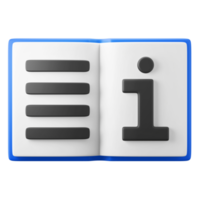 user manual info open book symbol user interface theme 3d icon render illustration isolated png