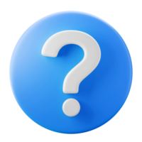 signo de interrogación blanco en forma de círculo azul brillante tema de interfaz de usuario icono 3d render ilustración aislada png