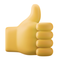 yellow hand thumb up appreciation symbol user interface theme 3d icon rendering illustration isolated png