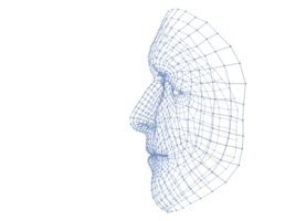 3 D Human head medical scan. Model wireframe png