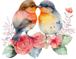 Sweet Couple Lovebirds Watercolor png