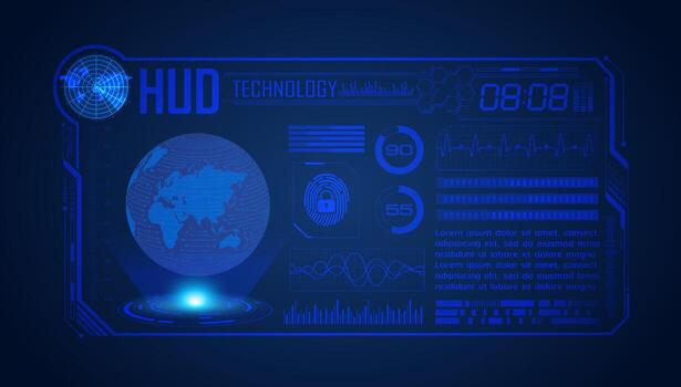 Blue Modern HUD Technology Screen Background with globe vector