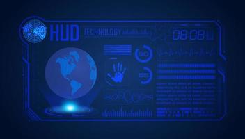 Blue Modern HUD Technology Screen Background with globe vector