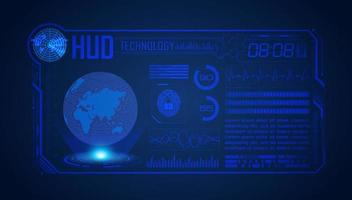 Blue Modern HUD Technology Screen Background with globe vector