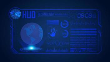 Blue Modern HUD Technology Screen Background with globe vector