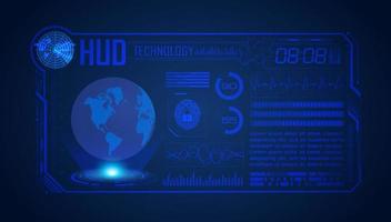 Blue Modern HUD Technology Screen Background with globe vector