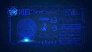 Blue Modern HUD Technology Screen Background with globe vector