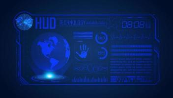 Blue Modern HUD Technology Screen Background with globe vector