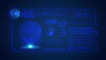 Blue Modern HUD Technology Screen Background with globe vector