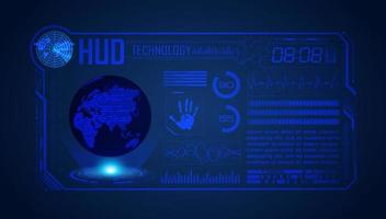 Blue Modern HUD Technology Screen Background with globe vector