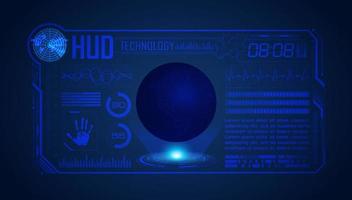 Blue Modern HUD Technology Screen Background with globe vector