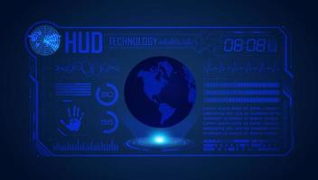 Blue Modern HUD Technology Screen Background with globe vector