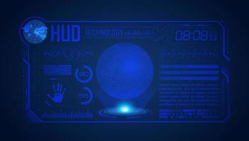 Blue Modern HUD Technology Screen Background with globe vector