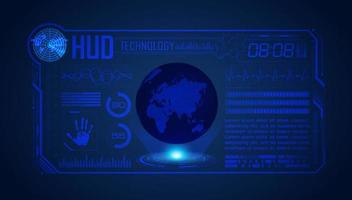 Blue Modern HUD Technology Screen Background with globe vector