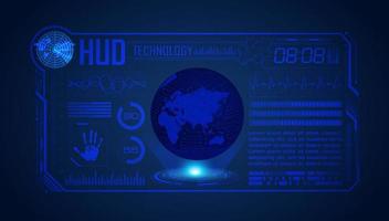 Blue Modern HUD Technology Screen Background with globe vector