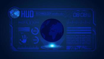 Blue Modern HUD Technology Screen Background with globe vector