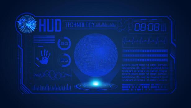fondo de pantalla de tecnología hud moderna azul con globo vector