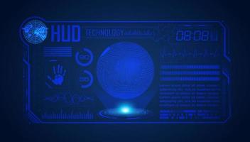 Blue Modern HUD Technology Screen Background with globe vector