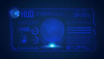 Blue Modern HUD Technology Screen Background with globe vector