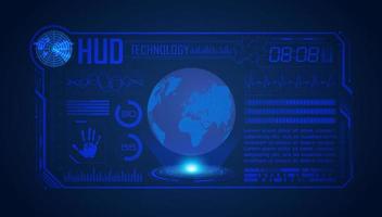 Blue Modern HUD Technology Screen Background with globe vector