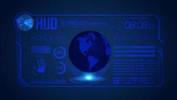 Blue Modern HUD Technology Screen Background with globe vector